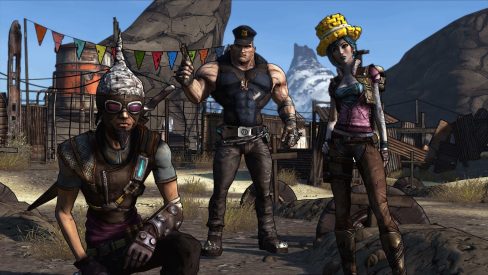 Main characters from Borderlands 1 – Mordecai, Brick, and Lilith – standing in Pandora’s rugged outlands